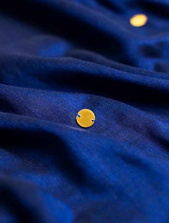 Taara — Navy Blue Cotton Saree with Gold Coin Buti