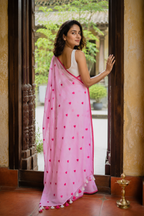 Preet — Pink Cotton Saree with Hearts