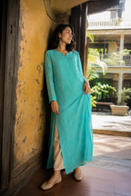 Firoza — Sea-Green Ghaspatti Chikankari Georgette Kurta