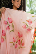 Alpana — Peach Tulip Mul Cotton Saree