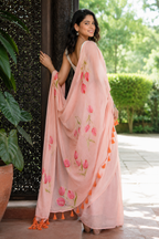 Alpana — Peach Tulip Mul Cotton Saree