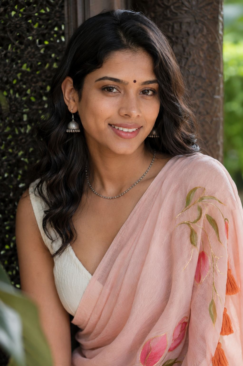 Alpana — Peach Tulip Mul Cotton Saree