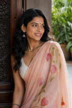 Alpana — Peach Tulip Mul Cotton Saree