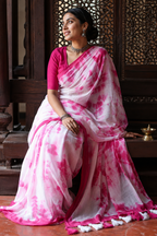Gulaal — Rose Pink Shibori Tie-Dye Cotton Saree