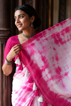 Gulaal — Rose Pink Shibori Tie-Dye Cotton Saree