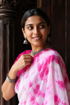 Gulaal — Rose Pink Shibori Tie-Dye Cotton Saree