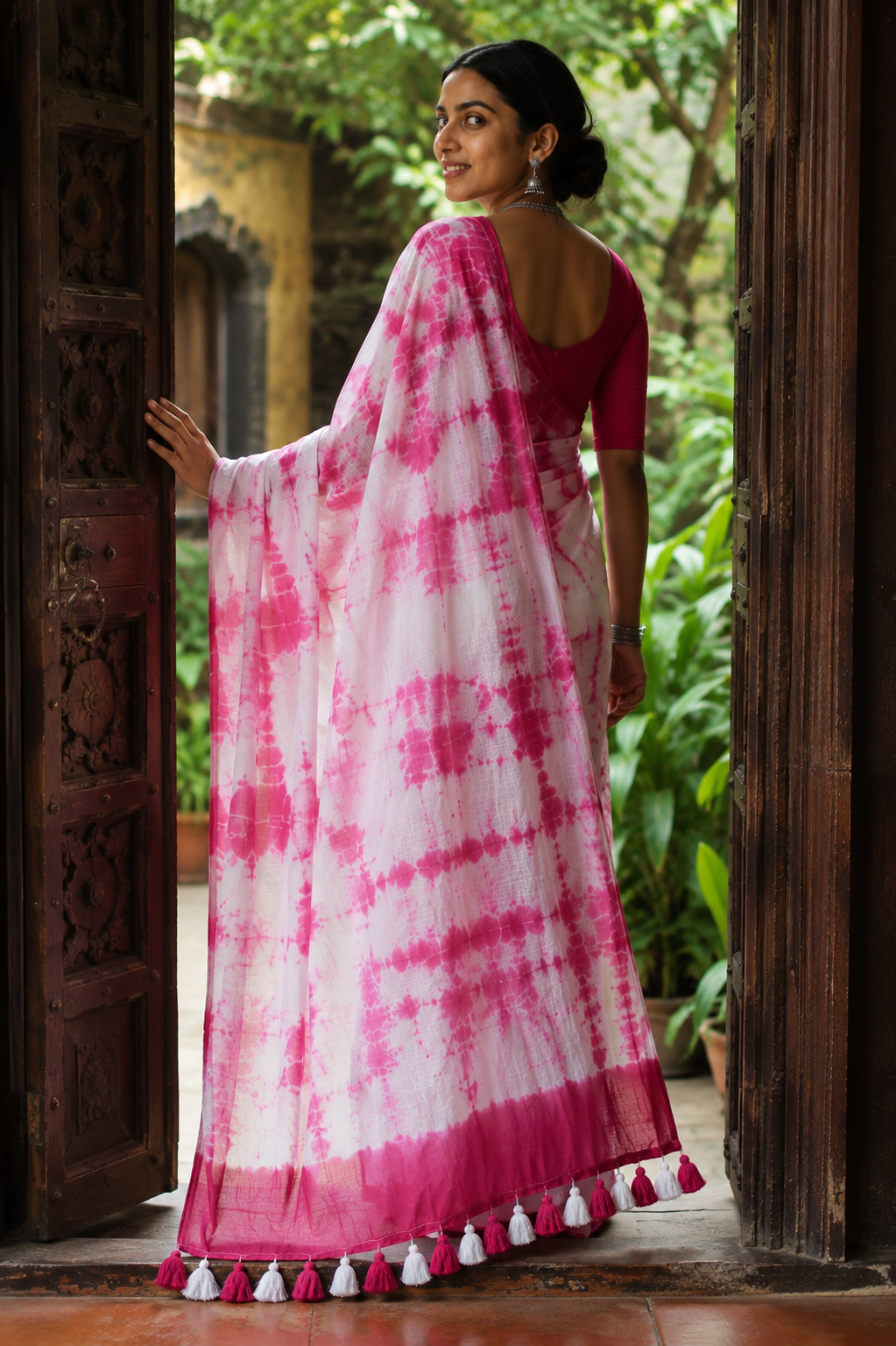 Gulaal — Rose Pink Shibori Tie-Dye Cotton Saree