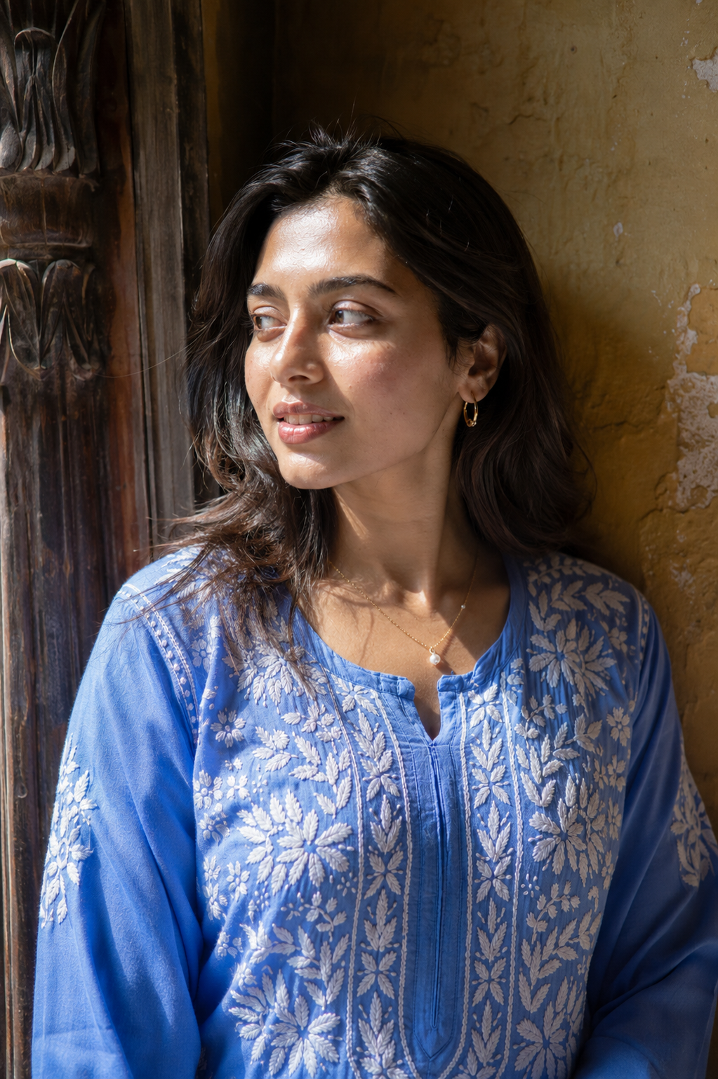 Asmani — Blue Chikankari Modal Kurta