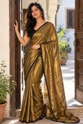 Rukmini — Antique Gold Tissue Saree with Black Border | Awadhalaya