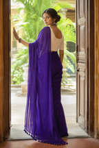 Aparajita — Deep Violet Saree with Tasselled Pallu
