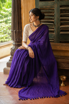 Aparajita — Deep Violet Saree with Tasselled Pallu