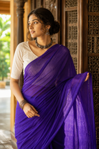 Aparajita — Deep Violet Saree with Tasselled Pallu
