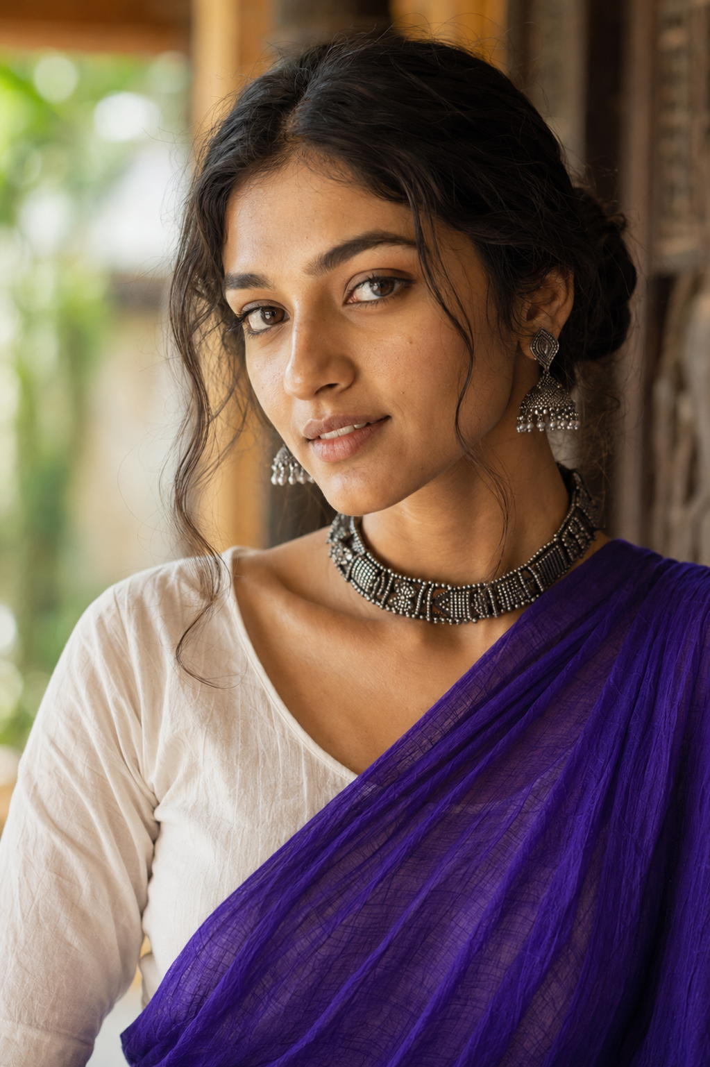Aparajita — Deep Violet Saree with Tasselled Pallu