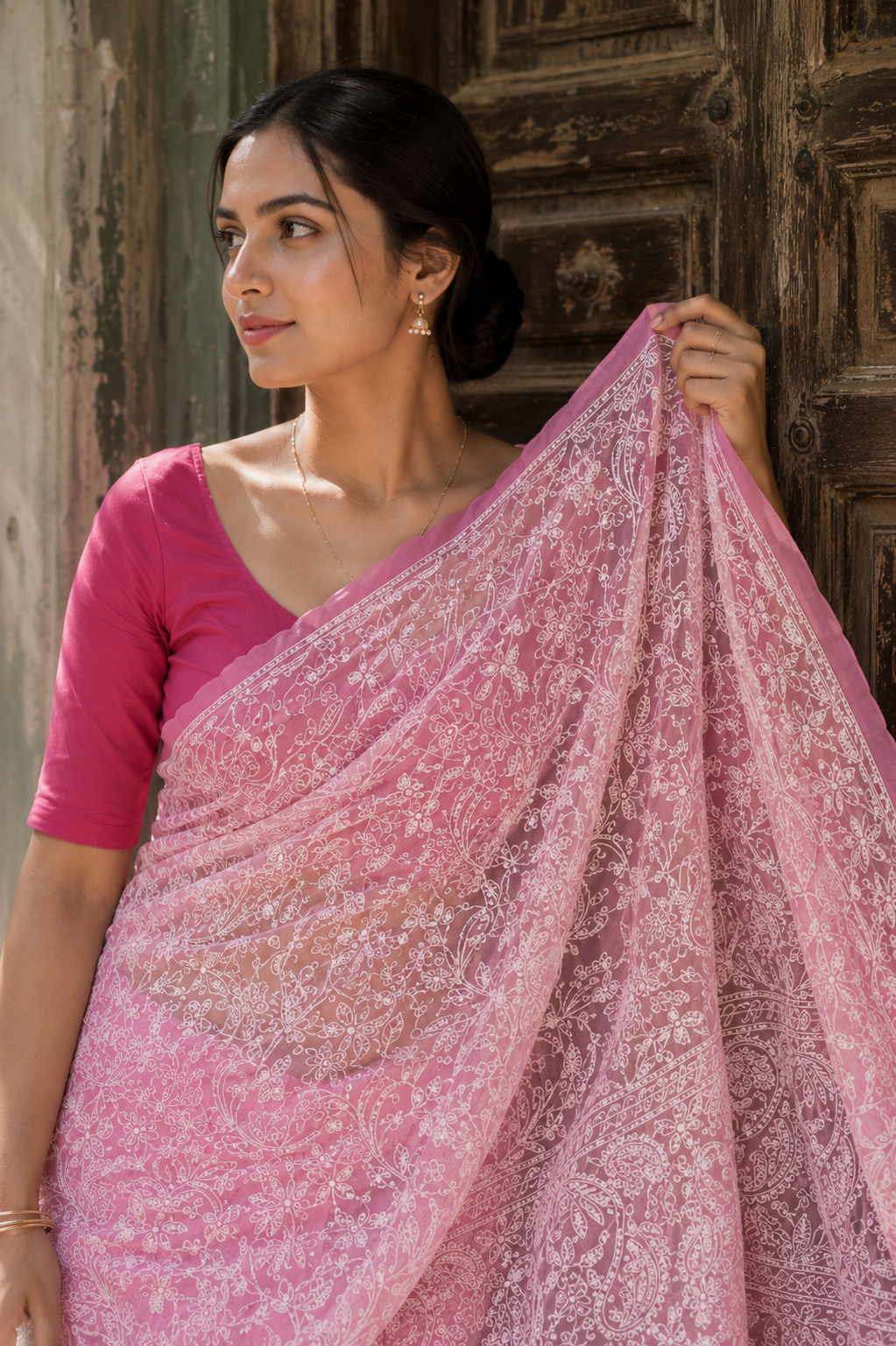 Nazneen — Hand-Embroidered Full Jaal Chikankari Saree