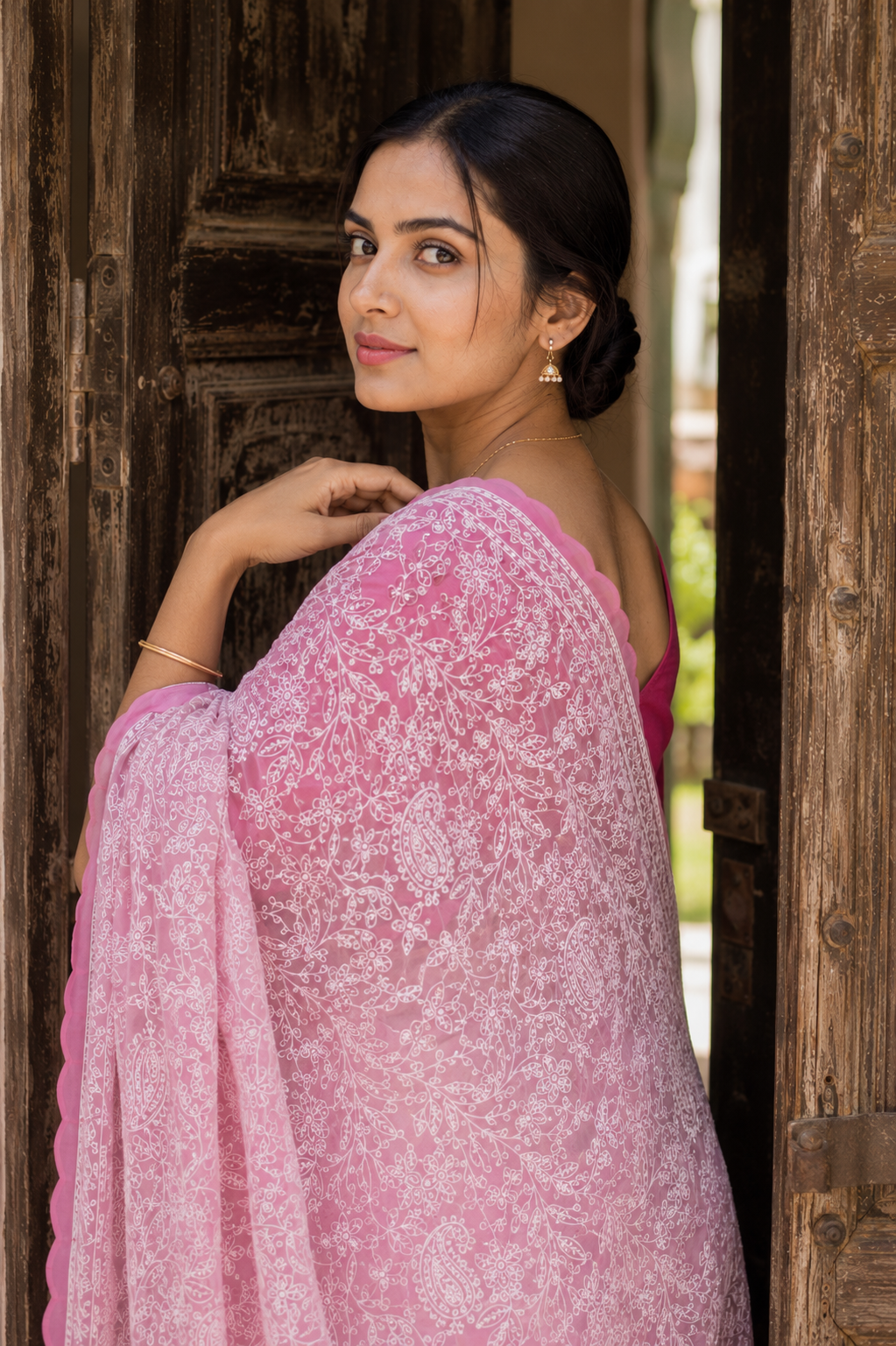 Nazneen — Hand-Embroidered Full Jaal Chikankari Saree