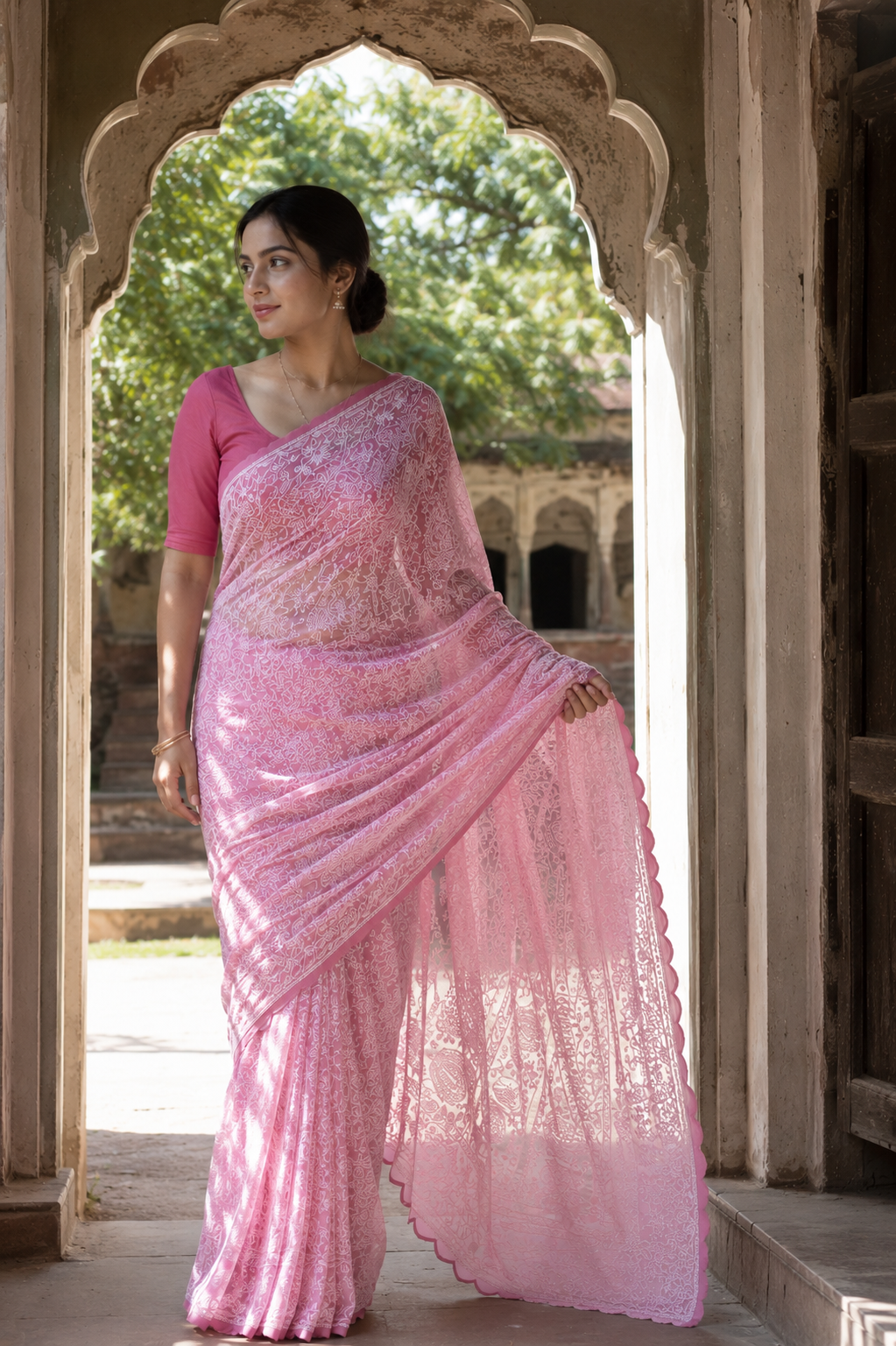 Nazneen — Hand-Embroidered Full Jaal Chikankari Saree