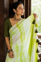 Kishalay — Shibori Tie-Dye Cotton Saree in Green