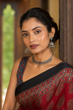 Lohita — Red Ajrakh-Inspired Modal Saree | Awadhalaya