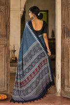 Neelambari — Indigo Ajrak-Inspired Modal Saree | Awadhalaya
