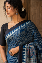 Neelambari — Indigo Ajrak-Inspired Modal Saree | Awadhalaya