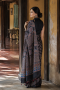 Shyama — Black Ajrakh-Inspired Modal Saree | Awadhalaya