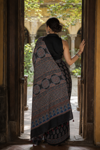 Shyama — Black Ajrakh-Inspired Modal Saree | Awadhalaya