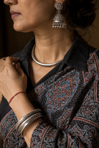 Shyama — Black Ajrakh-Inspired Modal Saree | Awadhalaya