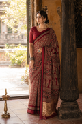 Aruna — Ajrakh-Inspired Modal Saree, Gold-Toned Pallu | Awadhalaya
