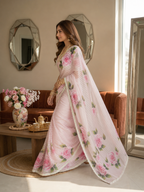 Roshnara — Pure Organza Teby Silk Rose Saree