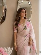 Roshnara — Pure Organza Teby Silk Rose Saree