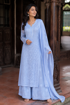 Sitara — French Blue Chikankari Georgette Kurta Set