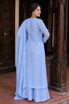 Sitara — French Blue Chikankari Georgette Kurta Set