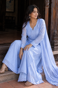 Sitara — French Blue Chikankari Georgette Kurta Set
