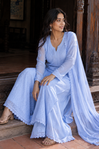 Sitara — French Blue Chikankari Georgette Kurta Set