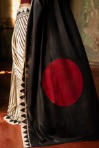Sritama — Black & Ivory Stripe Modal Silk Saree