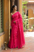 Rangoli — Berry Pink Cotton Saree with Floral Motifs