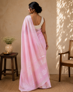 Kangna — Blush Pink Silver Zari Linen Cotton Saree