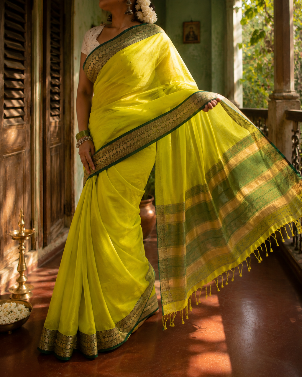 Roshni — Raw Mango Mulmul Cotton Saree