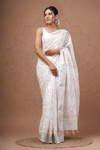 Linen Block Print Sarees
