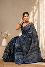Linen Block Print Sarees