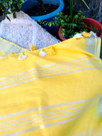 Sunshine Yellow Linen Saree with Silver Border