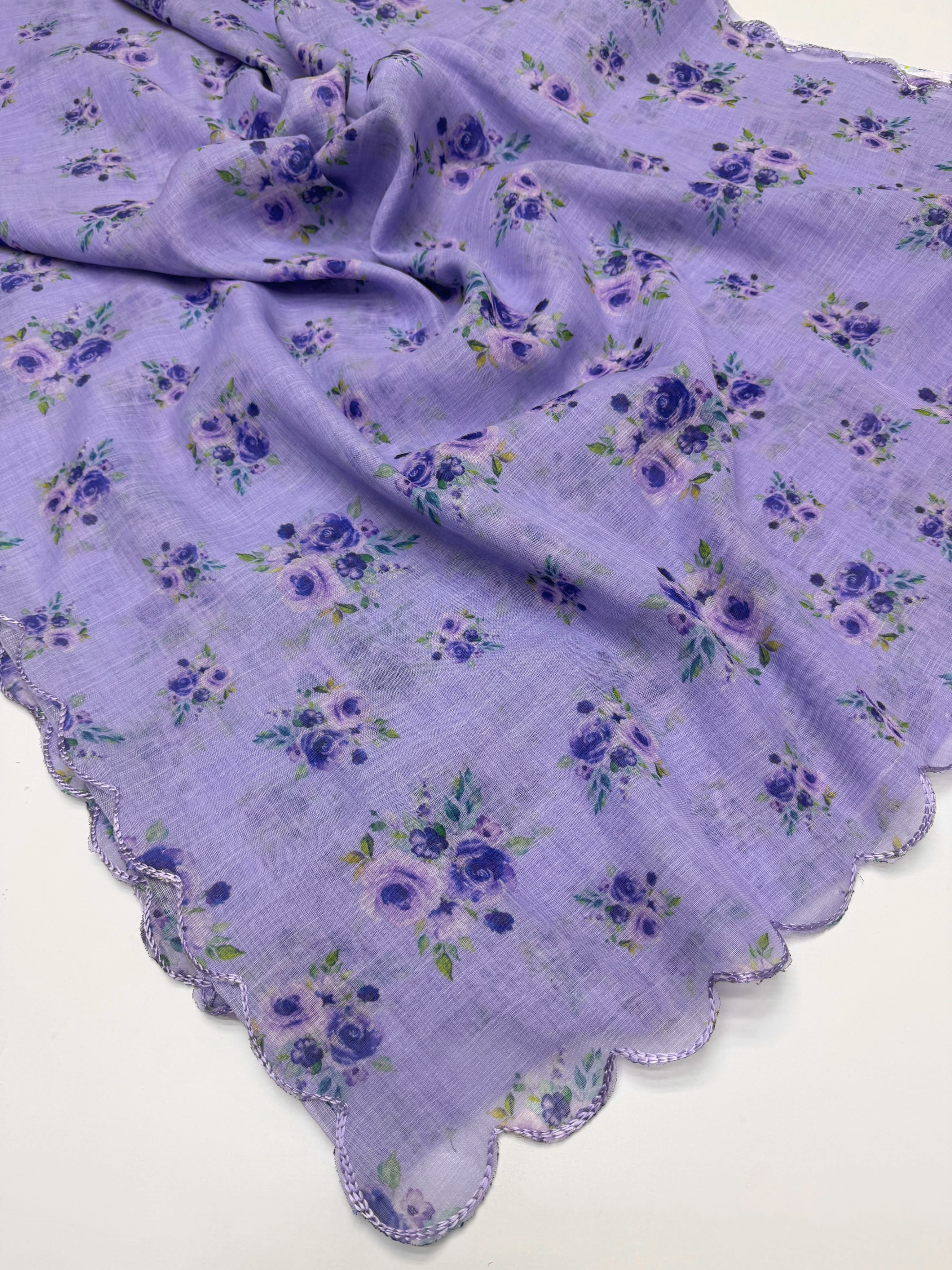 Neerja — Lavender Bloom Linen Saree