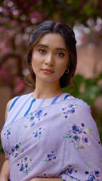 Neerja — Lavender Bloom Linen Saree