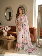Roshnara — Pure Organza Teby Silk Rose Saree