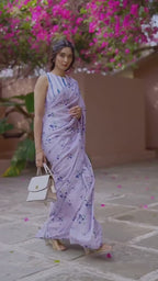 Neerja — Lavender Bloom Linen Saree