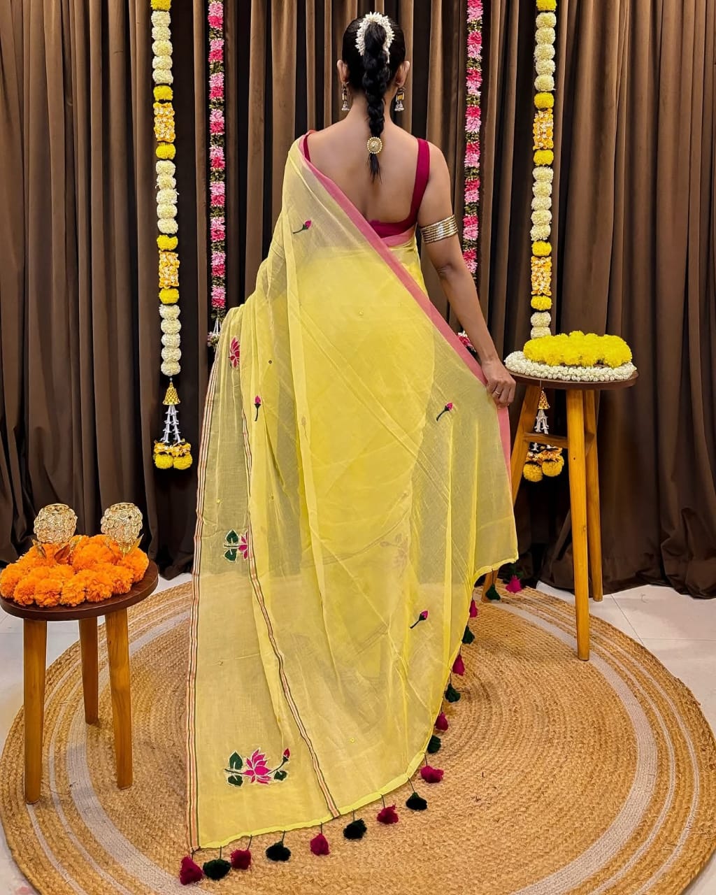 Shrija hand-painted mul saree