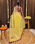 Shrija hand-painted mul saree