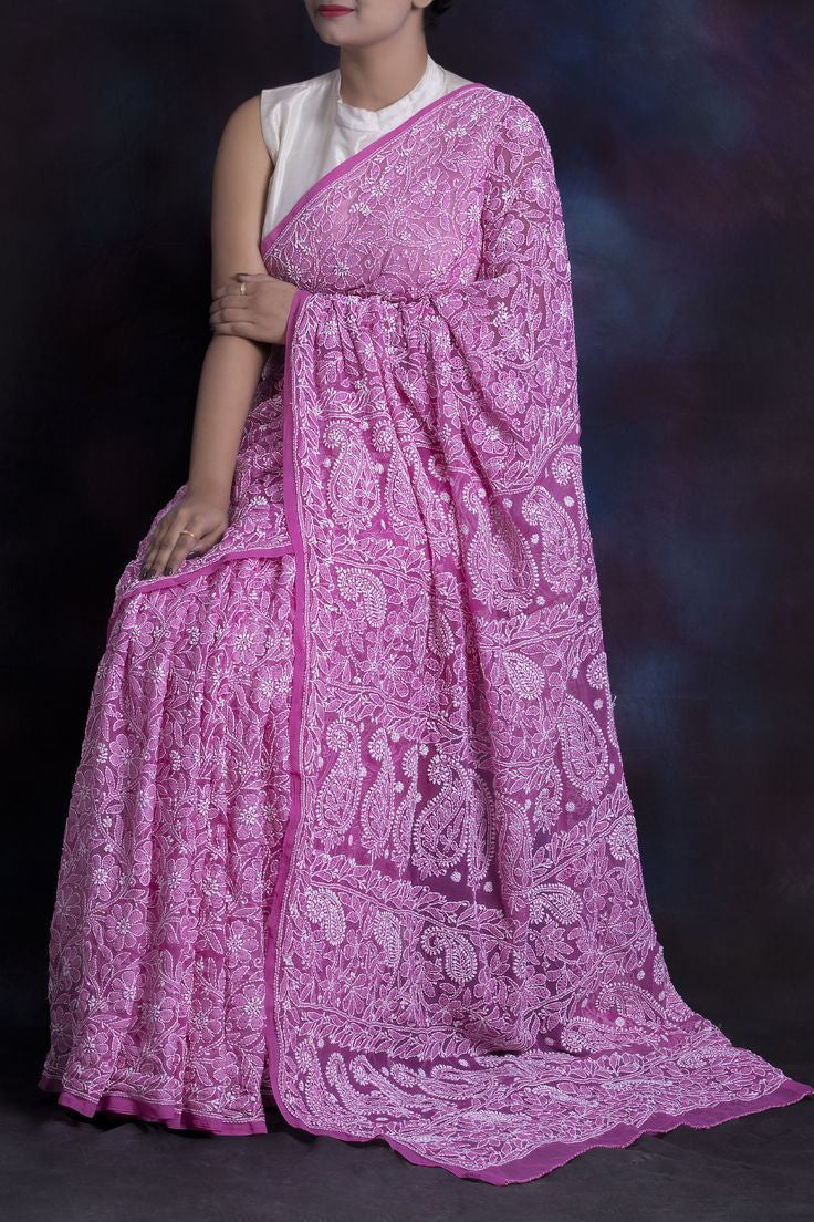 Sudha full jaal chikankari saree