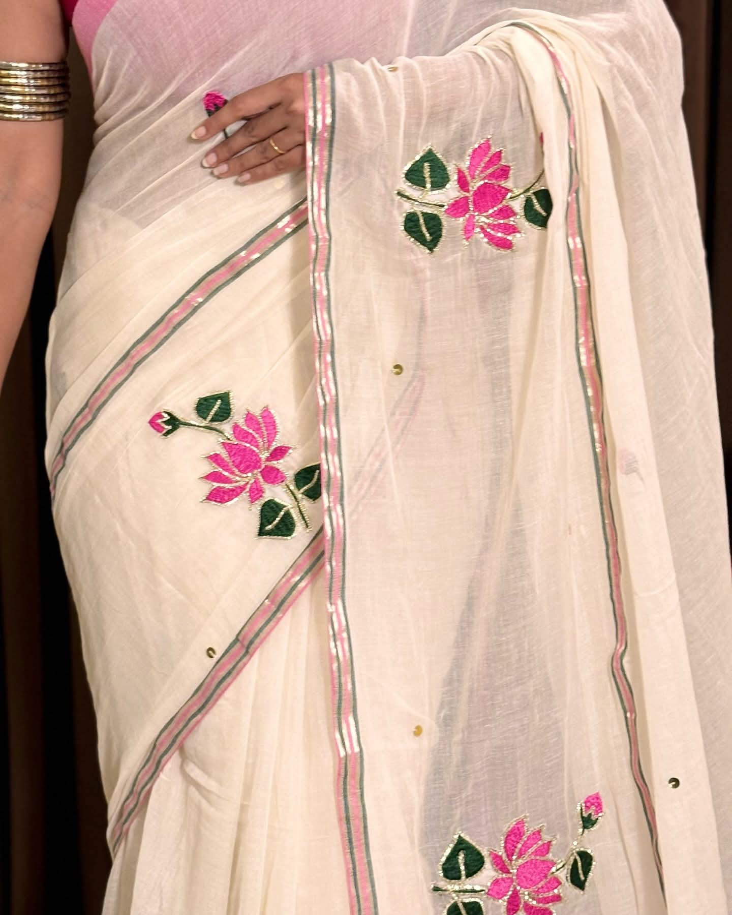 Shrija hand-painted mul saree