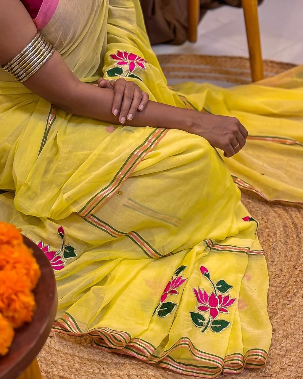 Shrija hand-painted mul saree